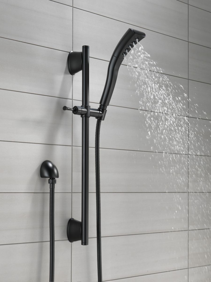 DELTA Universal Showering Components H2OKINETIC Single-Setting Slide Bar Hand Shower — Matte Black