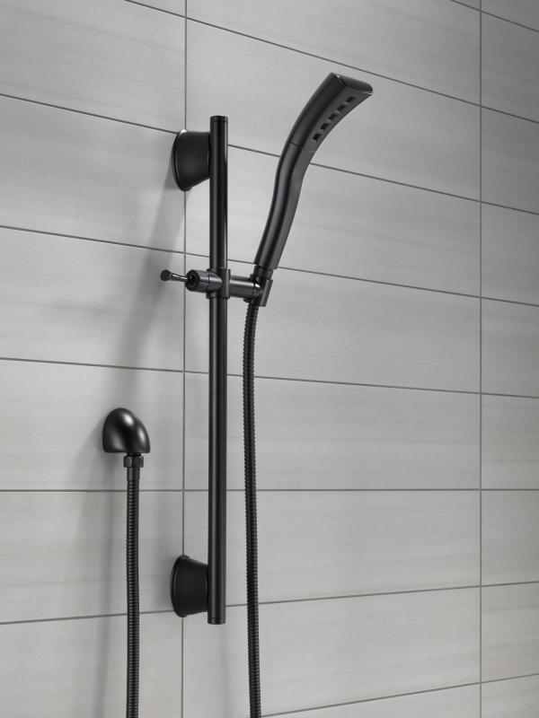 DELTA Universal Showering Components H2OKINETIC Single-Setting Slide Bar Hand Shower — Matte Black