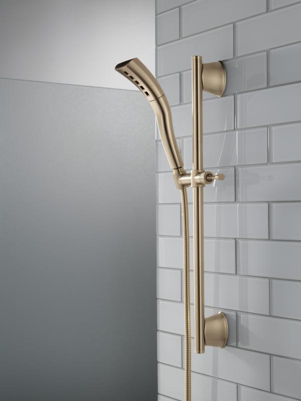 DELTA Universal Showering Components H2OKINETIC Single-Setting Slide Bar Hand Shower — Champagne Bronze