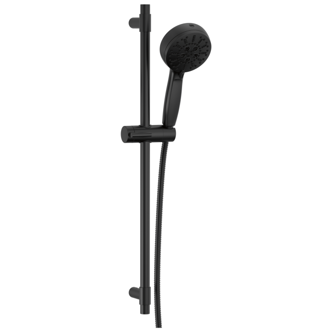 DELTA Universal Showering Components 7-Setting Slide Bar Hand Shower with Cleaning Spray — Matte Black