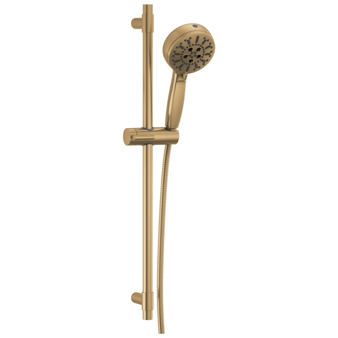 DELTA Universal Showering Components 7-Setting Slide Bar Hand Shower with Cleaning Spray — Lumicoat® Champagne Bronze