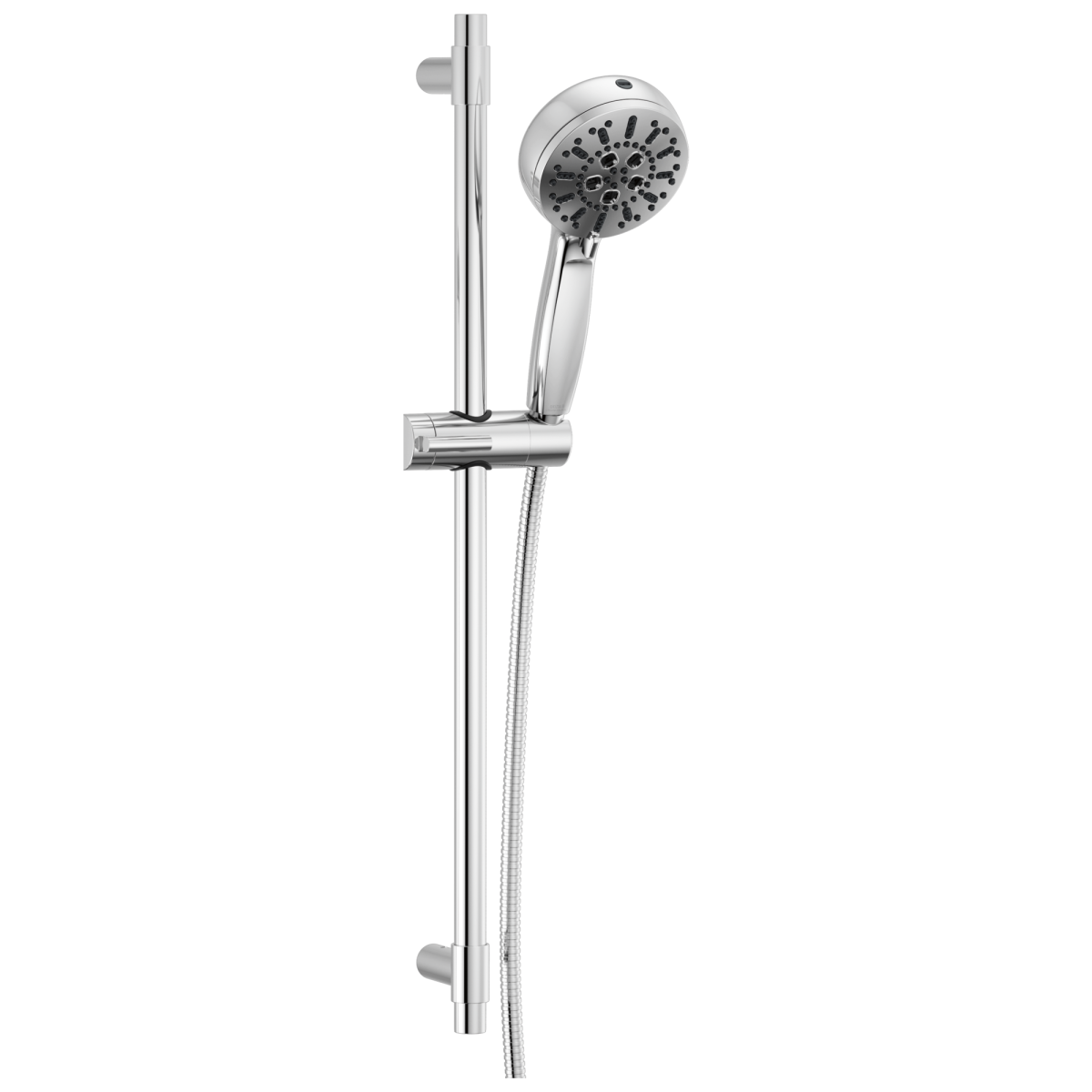 DELTA Universal Showering Components 7-Setting Slide Bar Hand Shower with Cleaning Spray — Lumicoat® Chrome