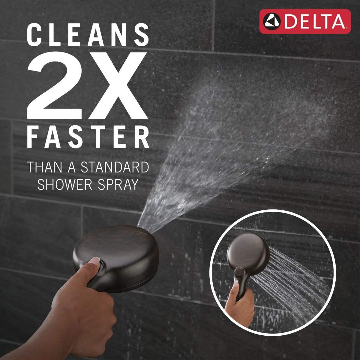 DELTA Universal Showering Components 7-Setting Slide Bar Hand Shower with Cleaning Spray — Venetian Bronze