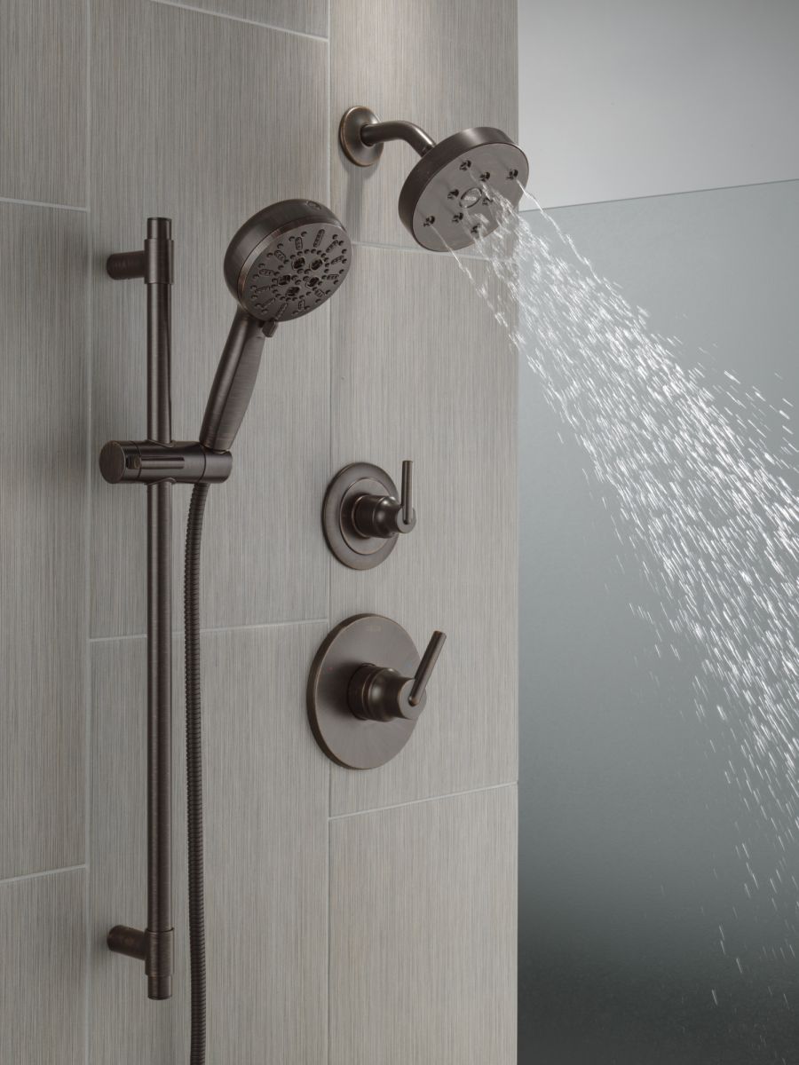 DELTA Universal Showering Components 7-Setting Slide Bar Hand Shower with Cleaning Spray — Venetian Bronze