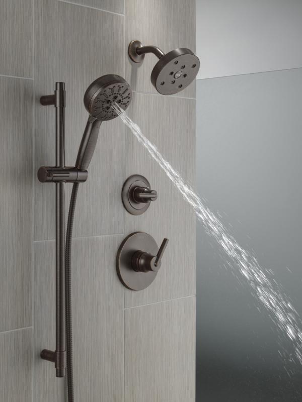 DELTA Universal Showering Components 7-Setting Slide Bar Hand Shower with Cleaning Spray — Venetian Bronze