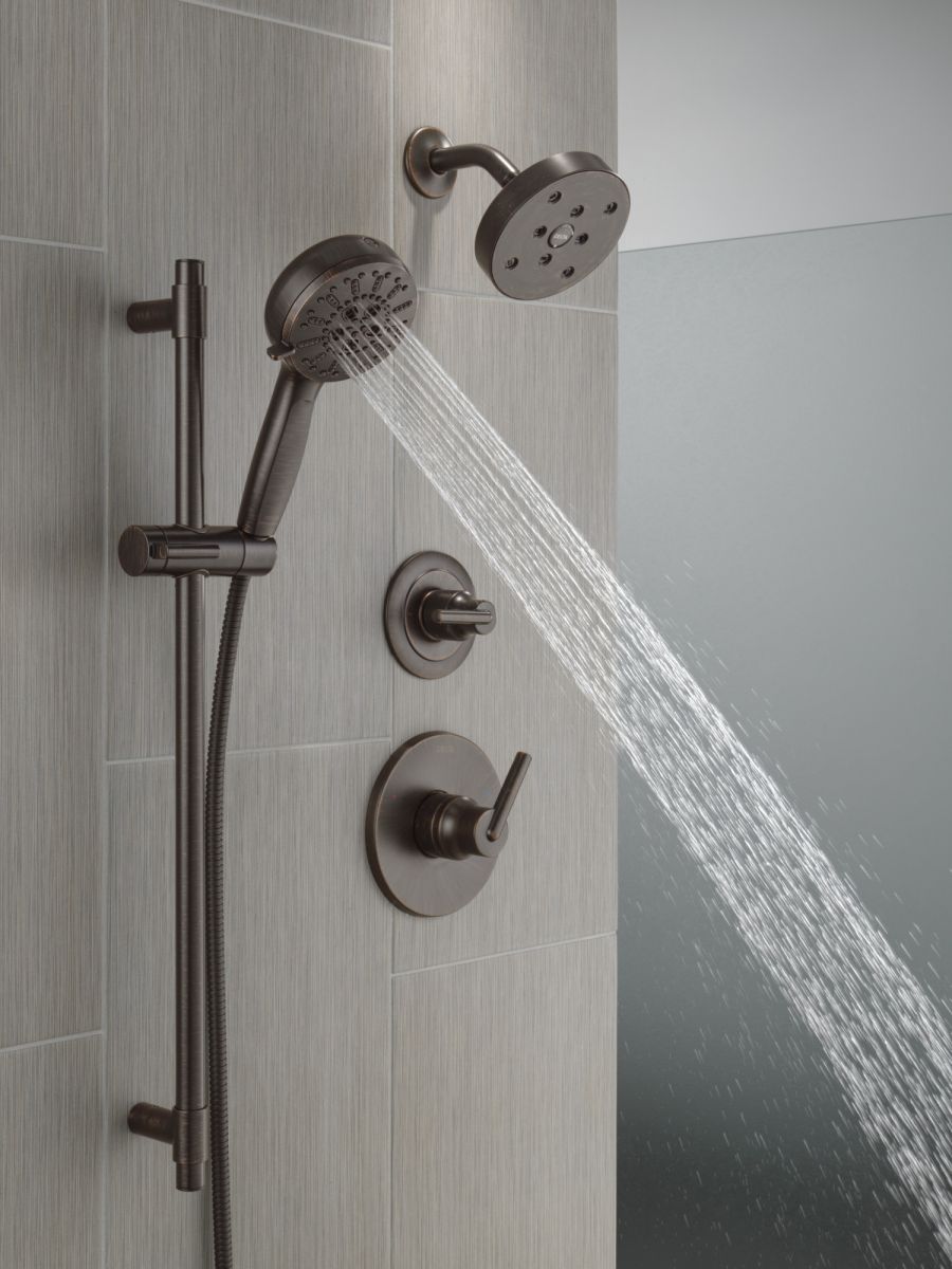 DELTA Universal Showering Components 7-Setting Slide Bar Hand Shower with Cleaning Spray — Venetian Bronze
