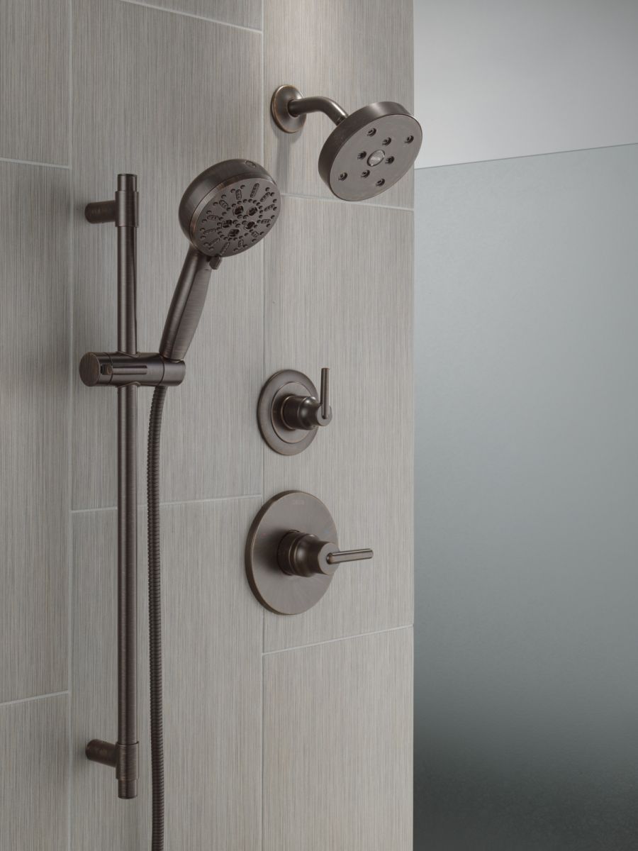 DELTA Universal Showering Components 7-Setting Slide Bar Hand Shower with Cleaning Spray — Venetian Bronze