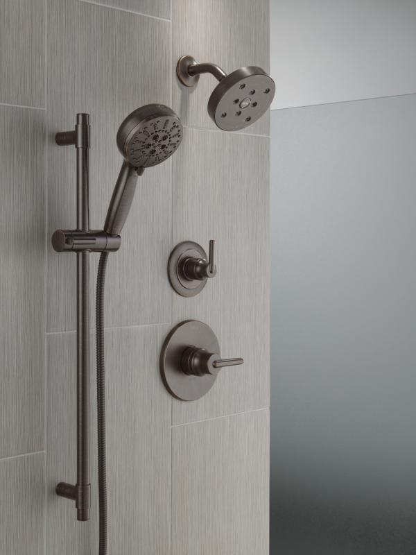 DELTA Universal Showering Components 7-Setting Slide Bar Hand Shower with Cleaning Spray — Venetian Bronze