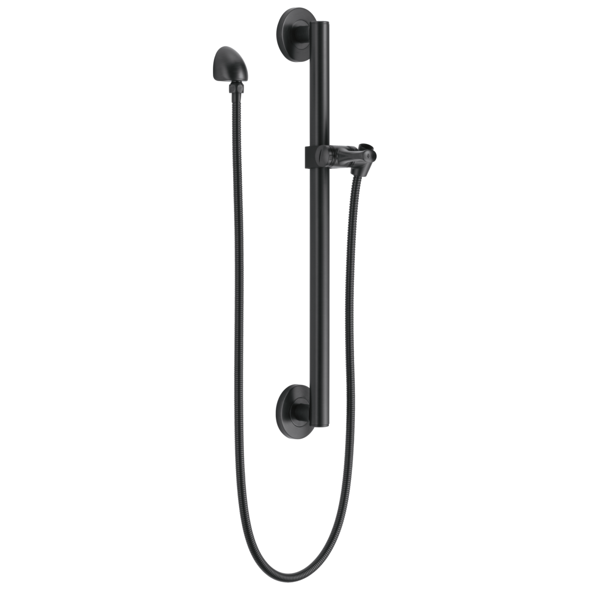 DELTA Universal Showering Components Adjustable Slide Bar / Grab Bar Assembly with Elbow — Matte Black