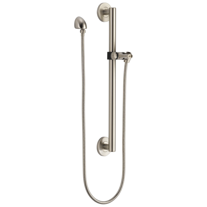DELTA Universal Showering Components Adjustable Slide Bar / Grab Bar Assembly with Elbow — Stainless