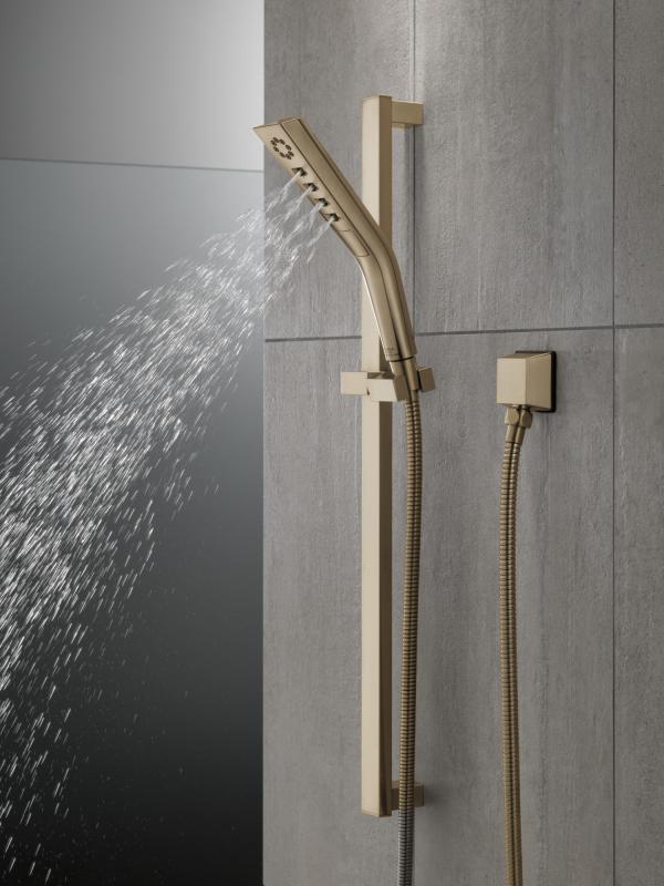 DELTA Universal Showering Components H2OKINETIC 3-Setting Slide Bar Hand Shower — Lumicoat® Champagne Bronze