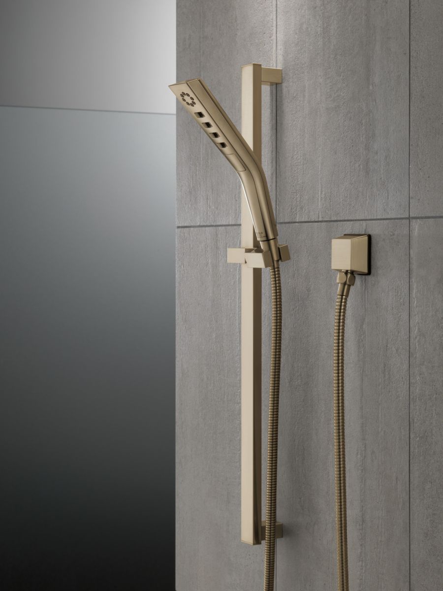 DELTA Universal Showering Components H2OKINETIC 3-Setting Slide Bar Hand Shower — Lumicoat® Champagne Bronze