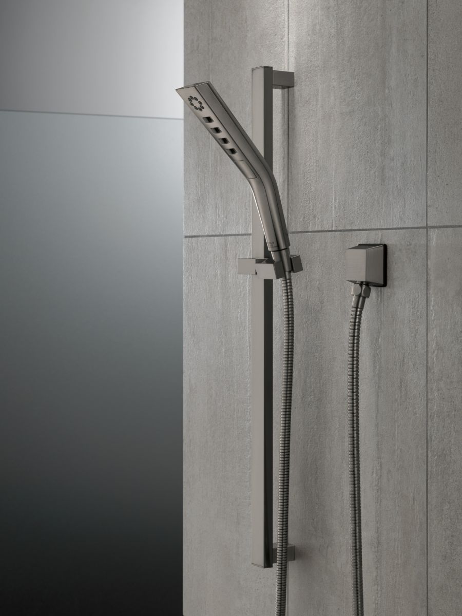 DELTA Universal Showering Components H2OKINETIC 3-Setting Slide Bar Hand Shower — Lumicoat® Black Stainless