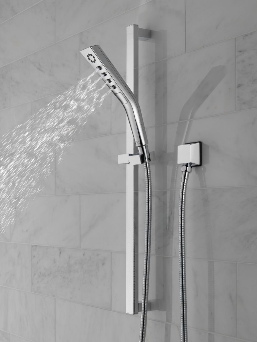 DELTA Universal Showering Components H2OKINETIC 3-Setting Slide Bar Hand Shower — Lumicoat® Chrome