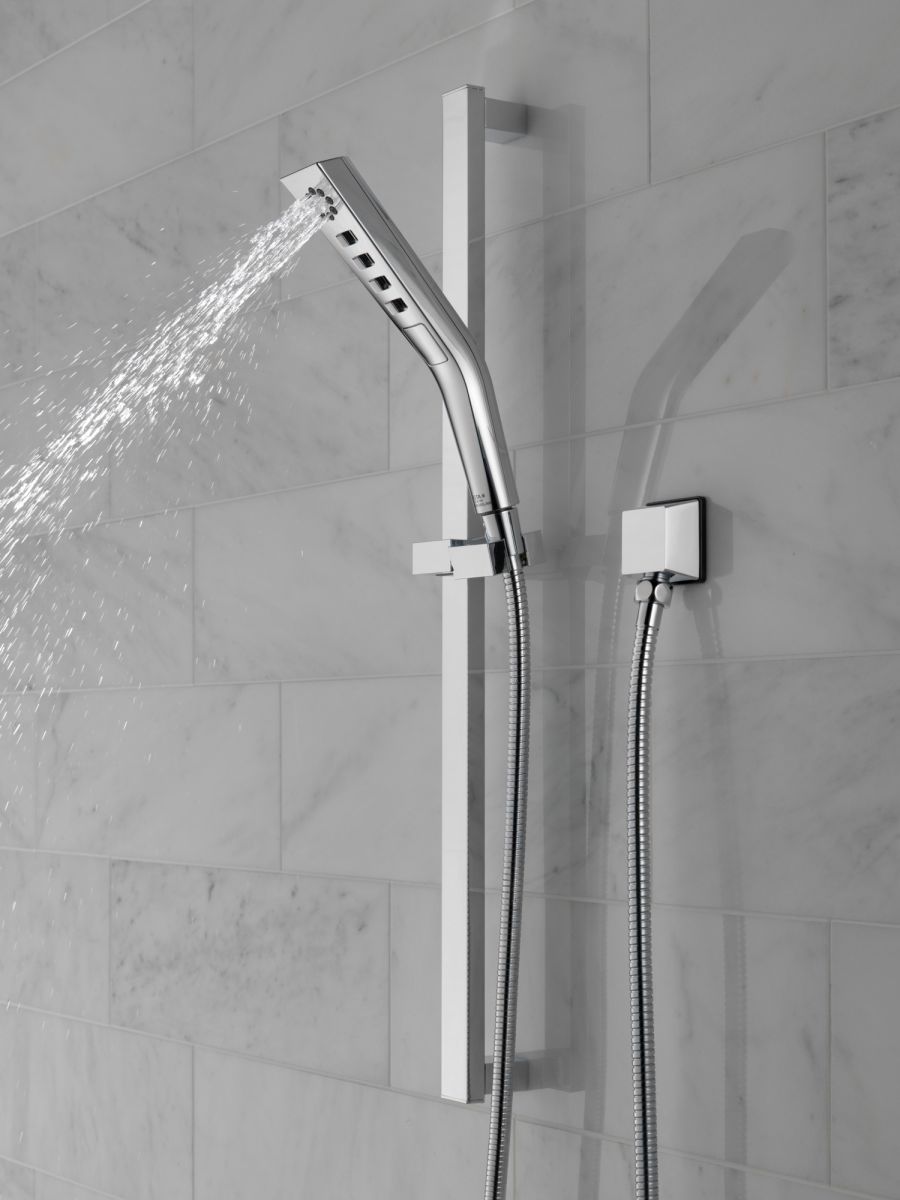 DELTA Universal Showering Components H2OKINETIC 3-Setting Slide Bar Hand Shower — Lumicoat® Chrome