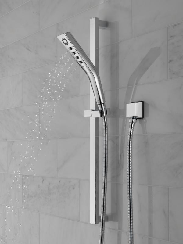 DELTA Universal Showering Components H2OKINETIC 3-Setting Slide Bar Hand Shower — Lumicoat® Chrome