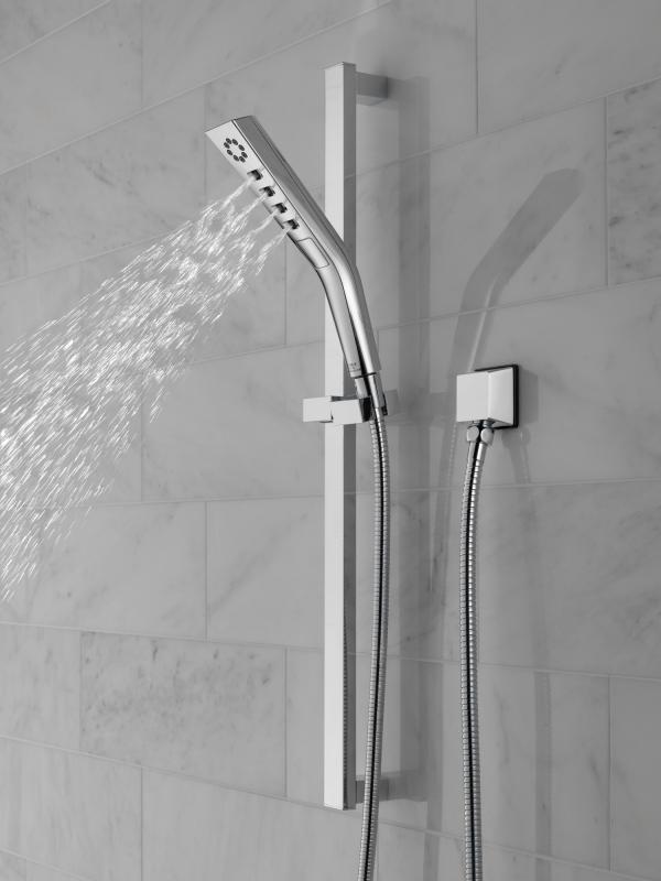 DELTA Universal Showering Components H2OKINETIC 3-Setting Slide Bar Hand Shower — Chrome