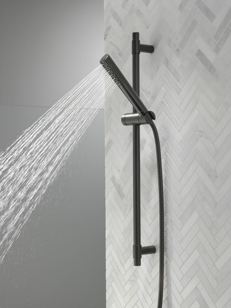 DELTA Universal Showering Components Premium Single-Setting Slide Bar Hand Shower — Matte Black