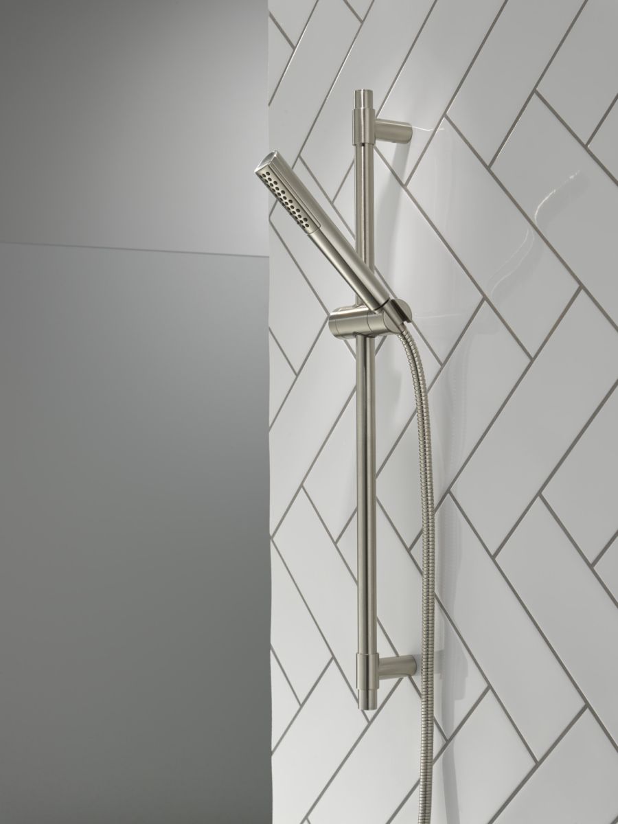 DELTA Universal Showering Components Premium Single-Setting Slide Bar Hand Shower — Lumicoat® Stainless