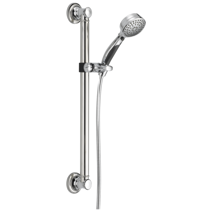 DELTA Universal Showering Components ActivTouch 9-Setting Hand Shower with Traditional Slide Bar / Grab Bar — Chrome