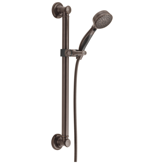 DELTA Universal Showering Components ActivTouch 9-Setting Hand Shower with Traditional Slide Bar / Grab Bar — Venetian Bronze