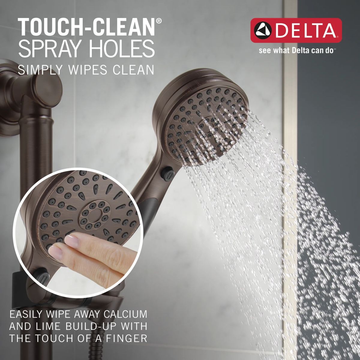 DELTA Universal Showering Components ActivTouch 9-Setting Hand Shower with Traditional Slide Bar / Grab Bar — Venetian Bronze