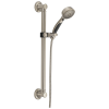 DELTA Universal Showering Components ActivTouch 9-Setting Hand Shower with Traditional Slide Bar / Grab Bar — Stainless