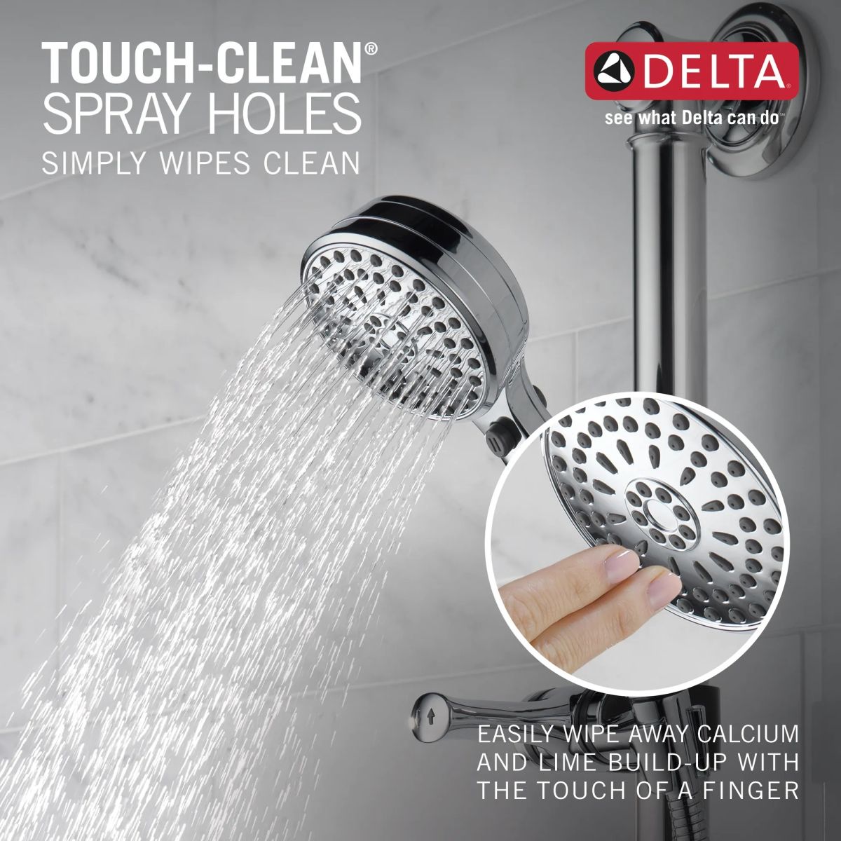 DELTA Universal Showering Components ActivTouch 9-Setting Hand Shower with Traditional Slide Bar / Grab Bar — Chrome
