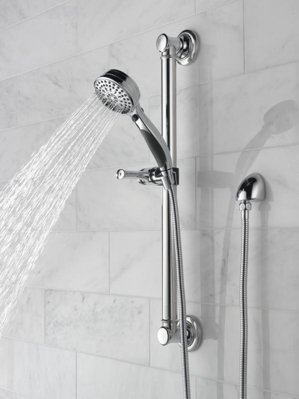 DELTA Universal Showering Components ActivTouch 9-Setting Hand Shower with Traditional Slide Bar / Grab Bar — Chrome