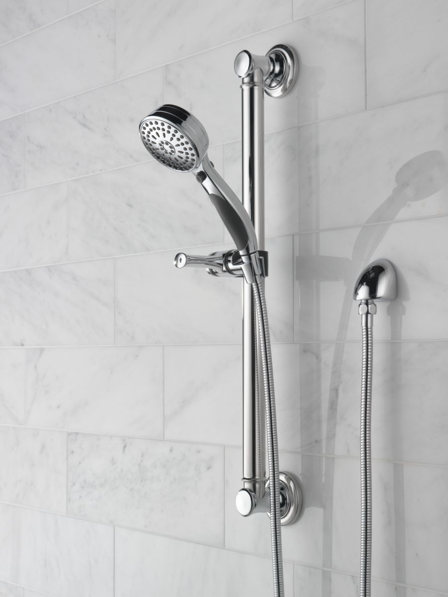 DELTA Universal Showering Components ActivTouch 9-Setting Hand Shower with Traditional Slide Bar / Grab Bar — Chrome