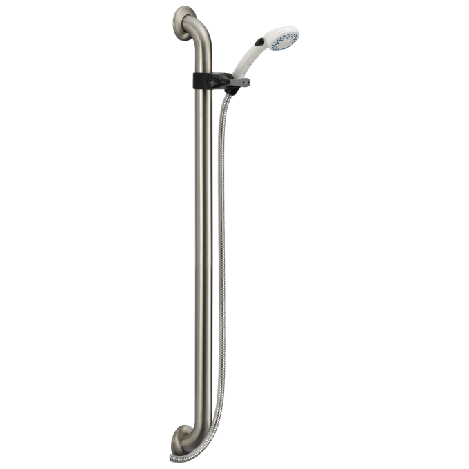 DELTA Universal Showering Components Adjustable Slide Bar / Grab Bar 2-Setting Hand Shower — White
