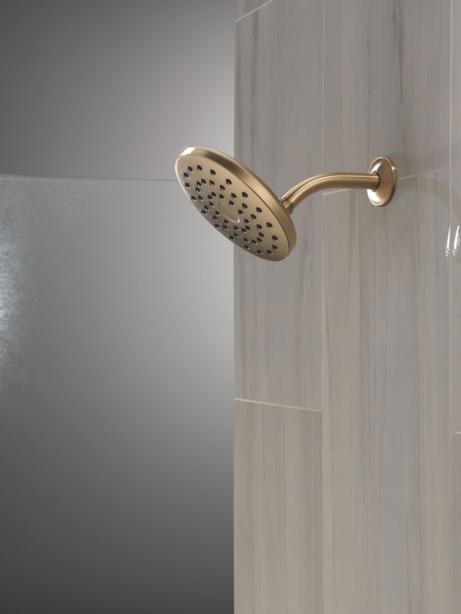 DELTA Universal Showering Components PivotPro Raincan Shower Head — Lumicoat® Champagne Bronze