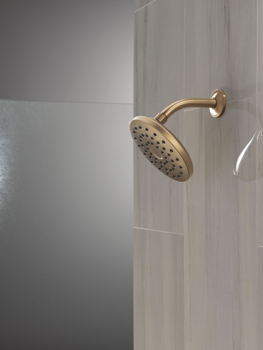 DELTA Universal Showering Components PivotPro Raincan Shower Head — Lumicoat® Champagne Bronze