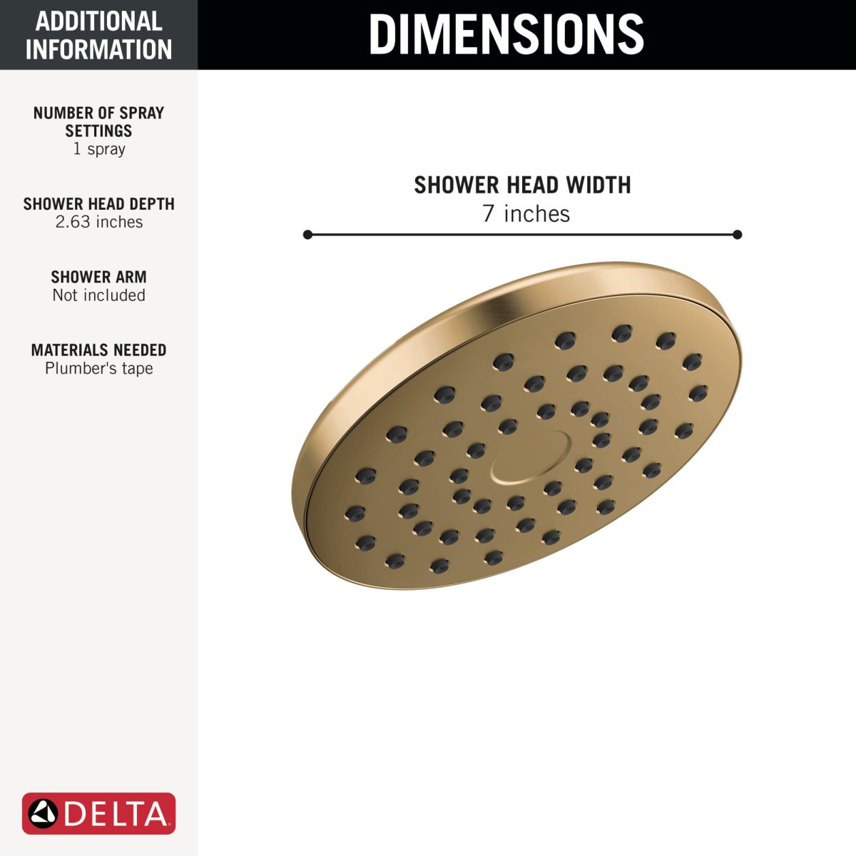 DELTA Universal Showering Components PivotPro Raincan Shower Head — Lumicoat® Champagne Bronze