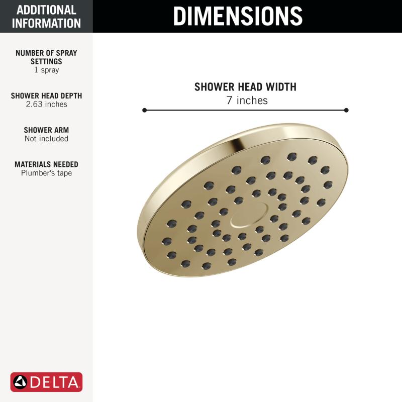 DELTA Universal Showering Components PivotPro Raincan Shower Head — Lumicoat® Polished Nickel