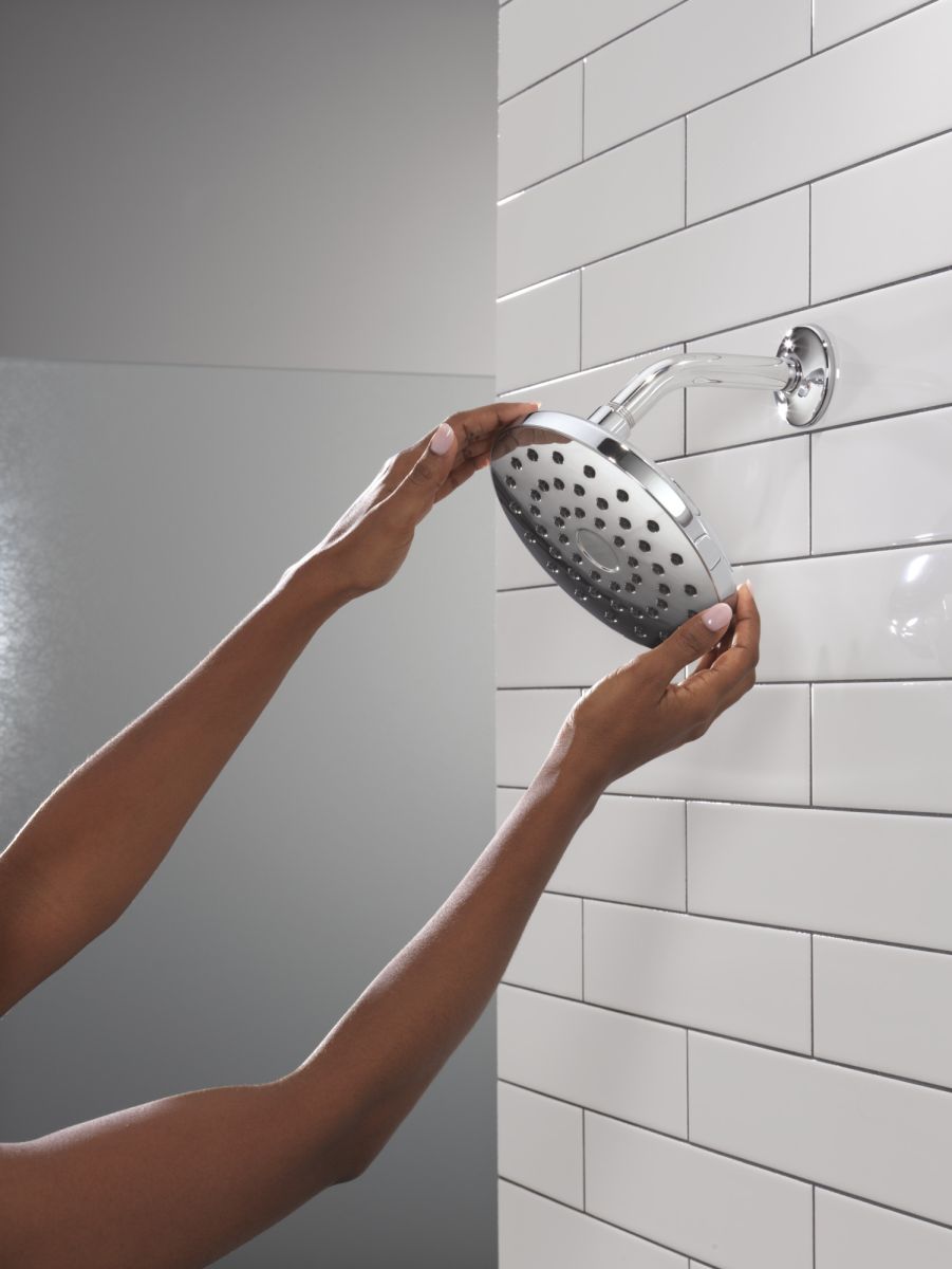 DELTA Universal Showering Components PivotPro Raincan Shower Head — Lumicoat® Chrome