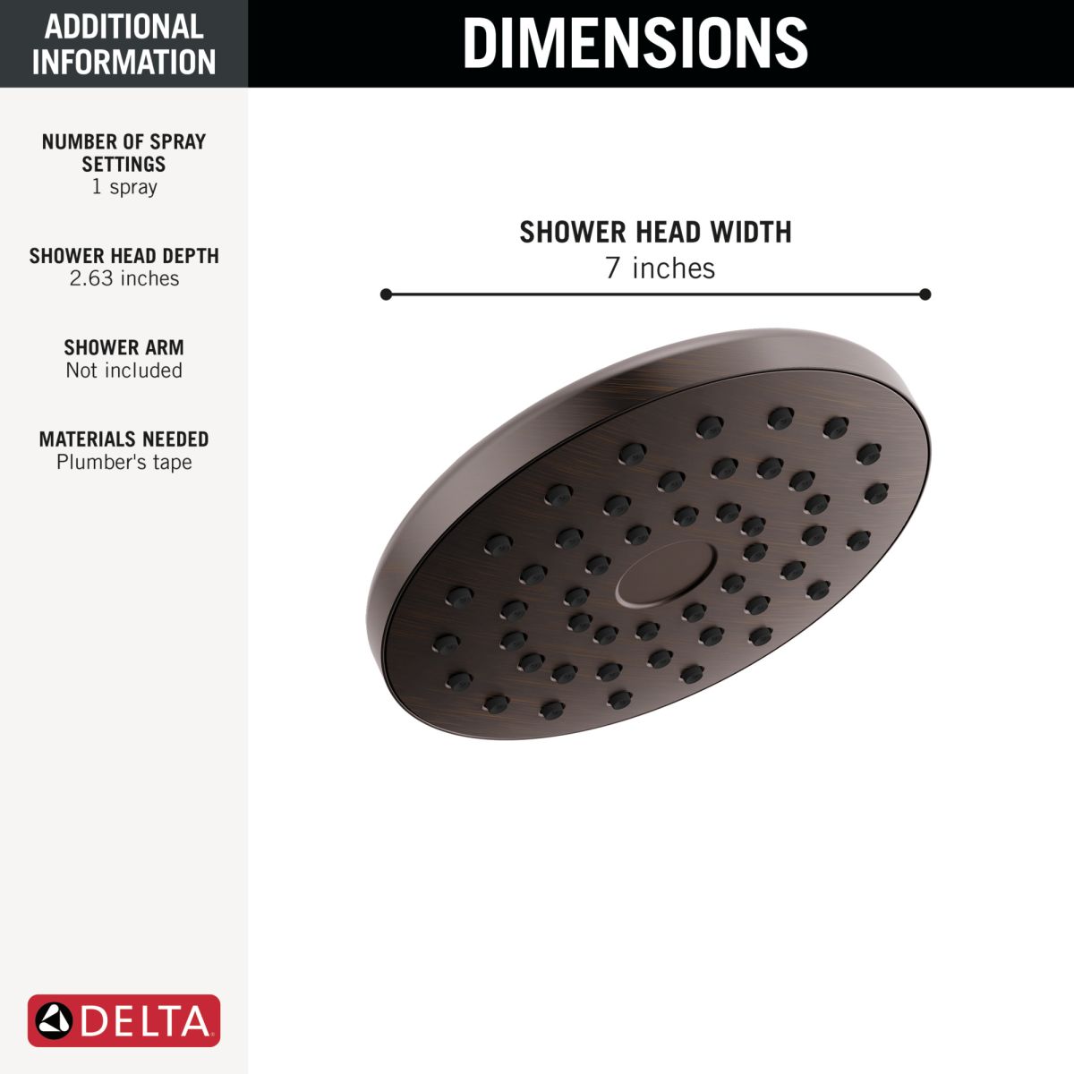 DELTA Universal Showering Components PivotPro Raincan Shower Head — Venetian Bronze