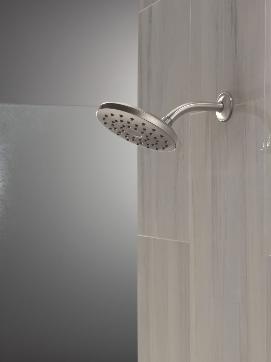 DELTA Universal Showering Components PivotPro Raincan Shower Head — Lumicoat® Stainless