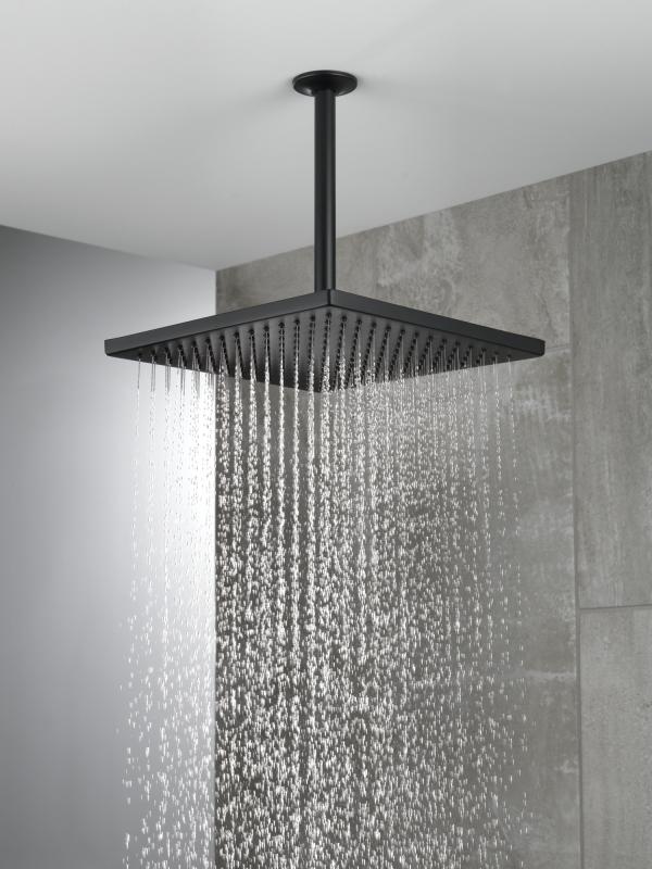 DELTA Universal Showering Components Single-Setting Metal Raincan Shower Head — Matte Black
