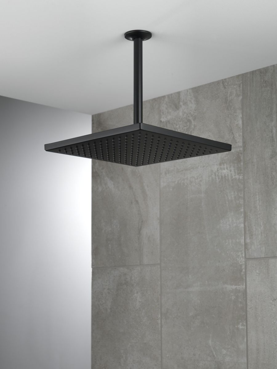 DELTA Universal Showering Components Single-Setting Metal Raincan Shower Head — Matte Black