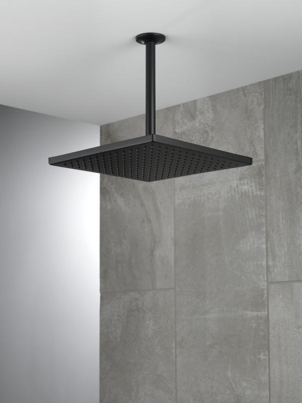 DELTA Universal Showering Components Single-Setting Metal Raincan Shower Head — Matte Black