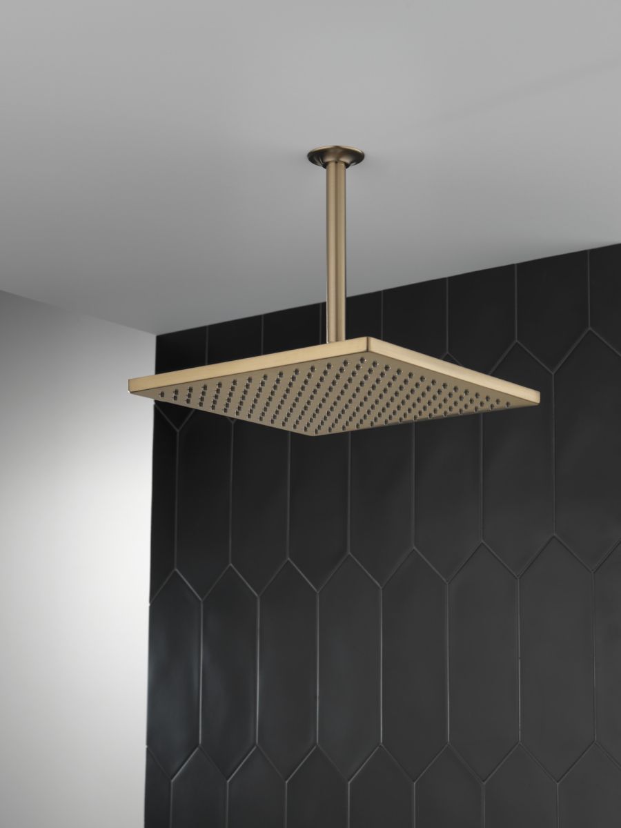 DELTA Universal Showering Components Single-Setting Metal Raincan Shower Head — Lumicoat® Champagne Bronze
