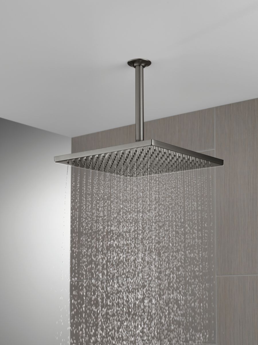 DELTA Universal Showering Components Single-Setting Metal Raincan Shower Head — Lumicoat® Black Stainless