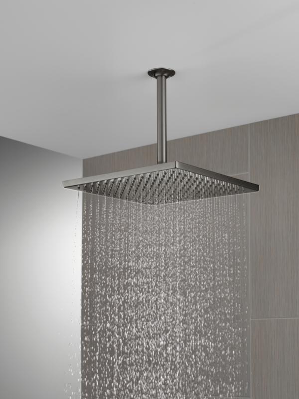 DELTA Universal Showering Components Single-Setting Metal Raincan Shower Head — Lumicoat® Black Stainless