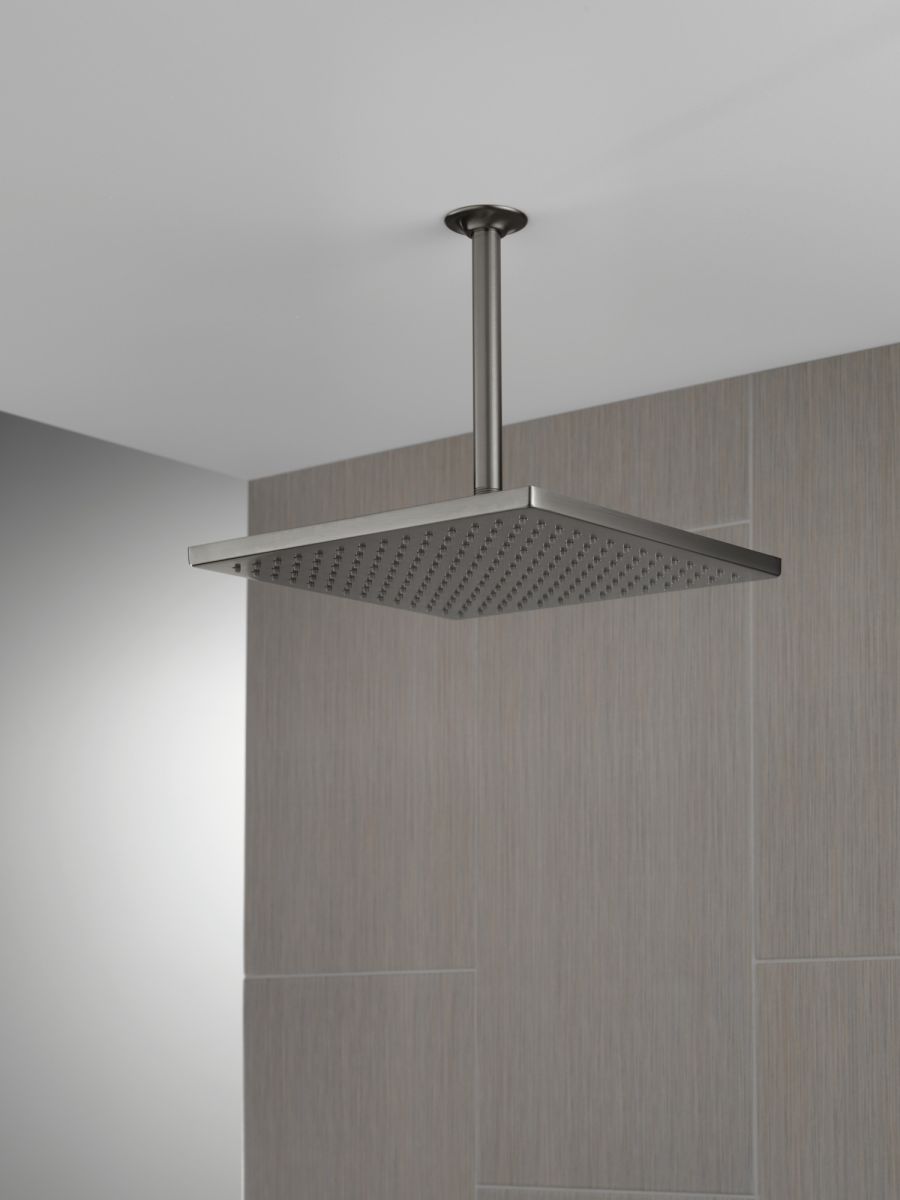 DELTA Universal Showering Components Single-Setting Metal Raincan Shower Head — Lumicoat® Black Stainless