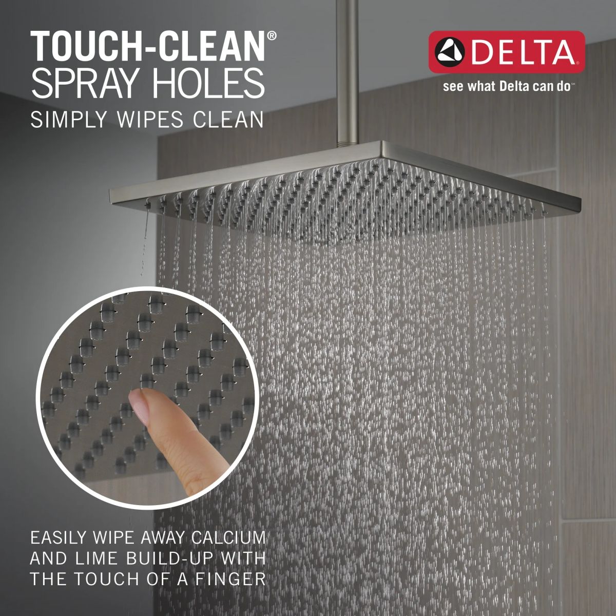 DELTA Universal Showering Components Single-Setting Metal Raincan Shower Head — Lumicoat® Stainless