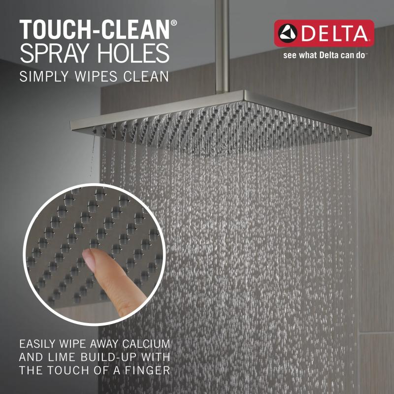 DELTA Universal Showering Components Single-Setting Metal Raincan Shower Head — Lumicoat® Stainless