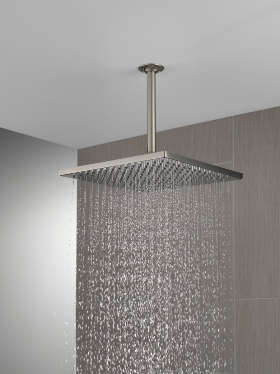DELTA Universal Showering Components Single-Setting Metal Raincan Shower Head — Lumicoat® Stainless