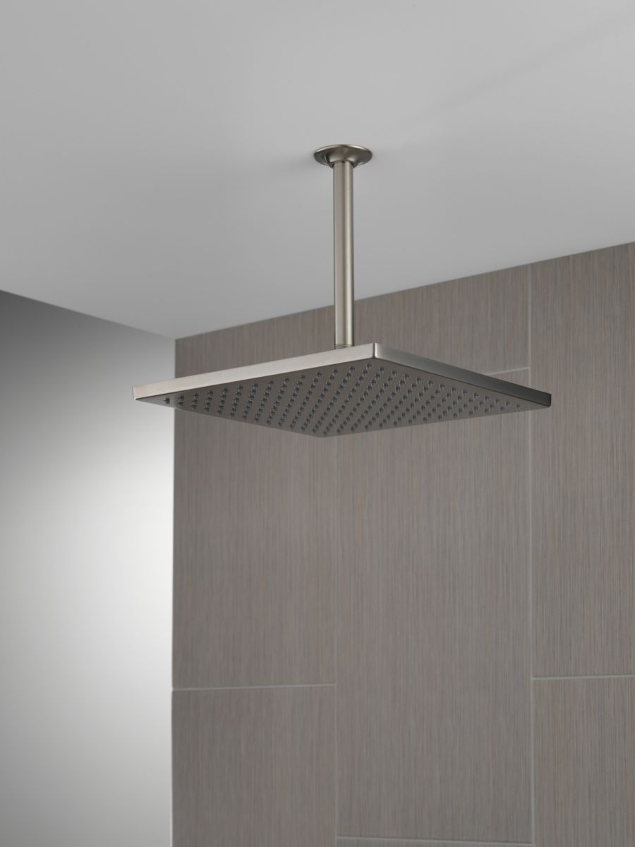 DELTA Universal Showering Components Single-Setting Metal Raincan Shower Head — Lumicoat® Stainless