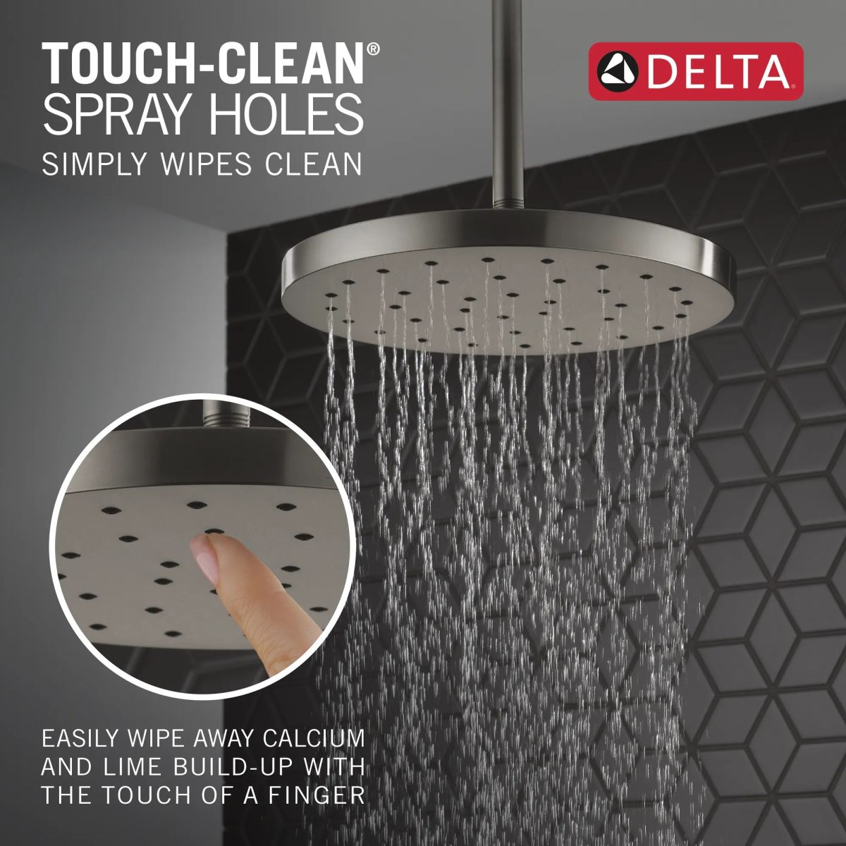 DELTA Universal Showering Components H2Okinetic Single-Setting Shower Head with Ultrasoak — Lumicoat® Black Stainless